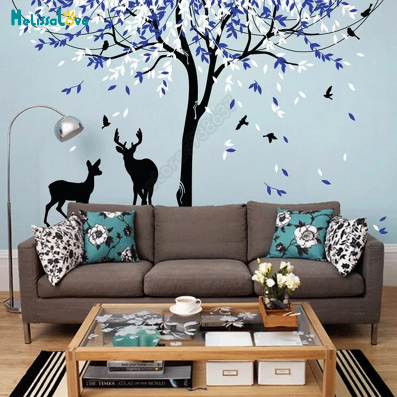 

Big Size DIY Large Tree Stickers Animal Deers Leave And Bird Nursery Vinyl Wall Decal Kid Room Wallpaper Baby Room Sticker B924