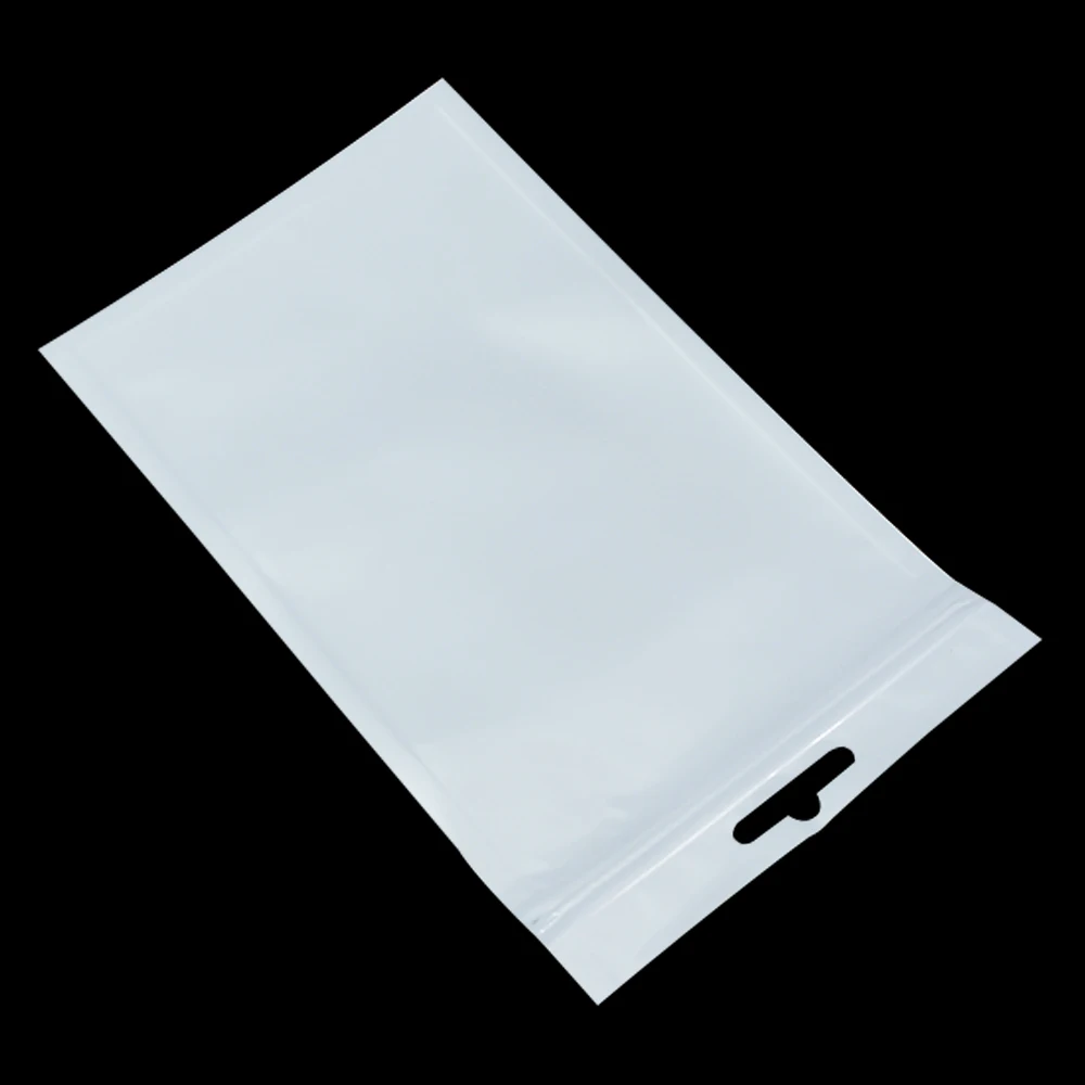 

10cm*18cm White / Clear Reclosable Valve Zipper Plastic Retail Packaging Bags Ziplock Zip Lock Storage Bag Package W/ Hang Hole