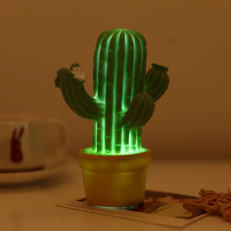 mycyk New unique cactus potted nightlight children room decoration lights festive decoration eye protection LED light Warm Light