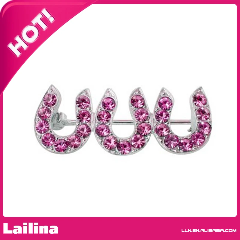 

3-Crystal Horseshoes Pin Pink Color