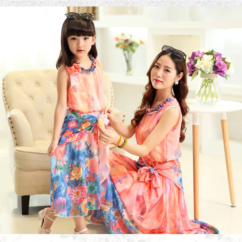 Family Matching Clothes for Summer Bohemian Beach Mom and Daughter Dress Mother Daughter Dress Family Look Girl and Mother Dress