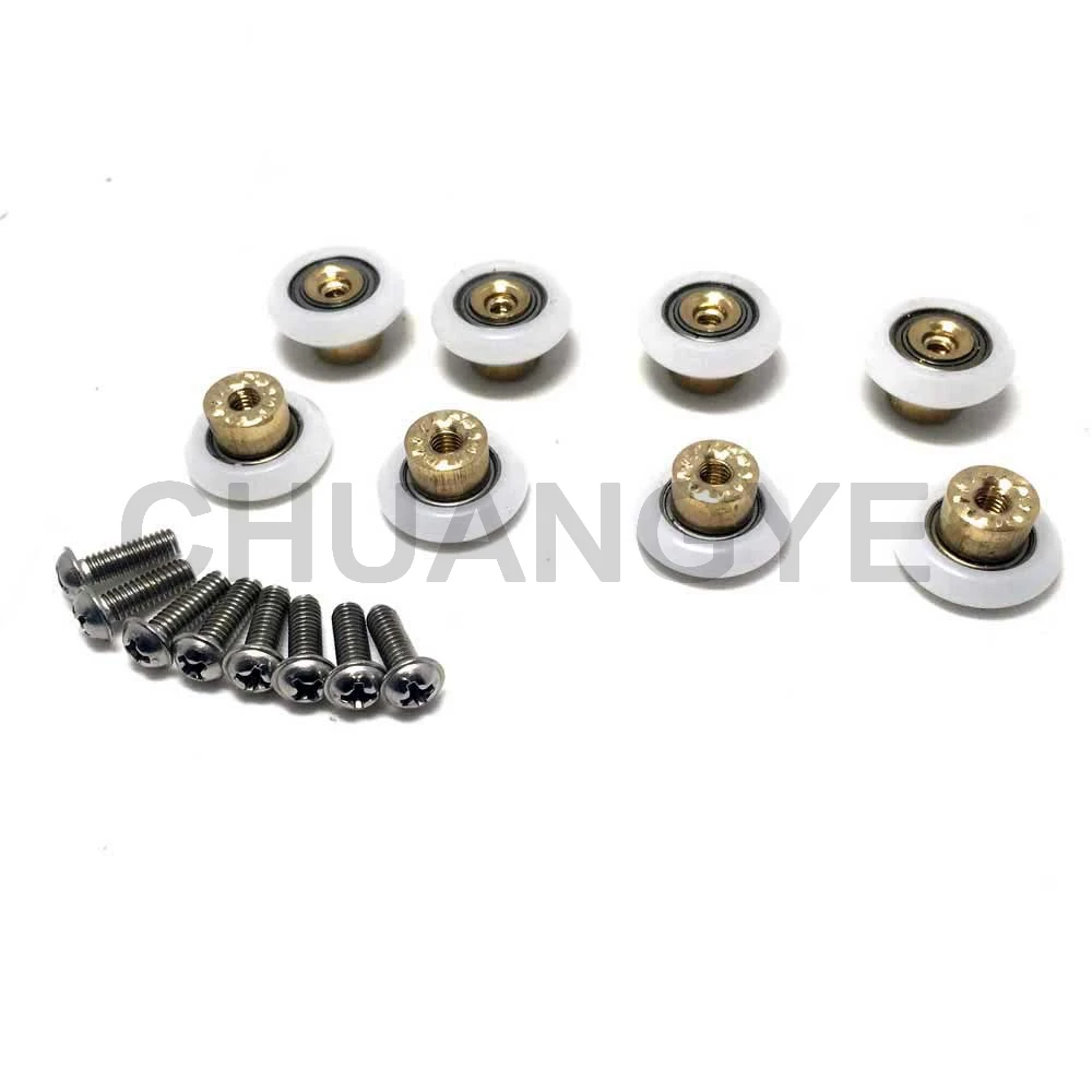 8PCS  19mm Copper  Shower Door Wheels Rollers Runners with Screw