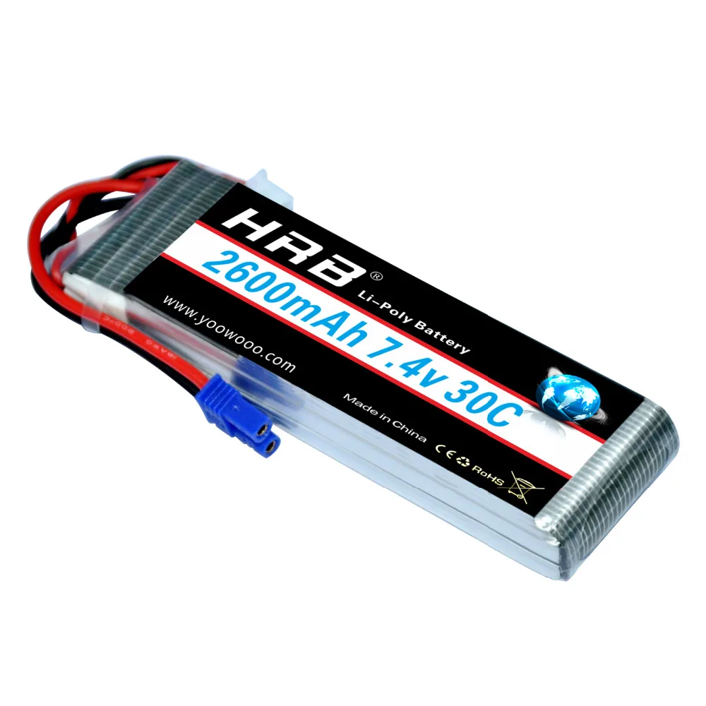 HRB RC Lipo 2s Hubsan H501S 4X battery 7.4V 2600mah 2700mah 10C 30C EC2 Battery Drone Akku Li-Polymer For Helicopter Aircraft