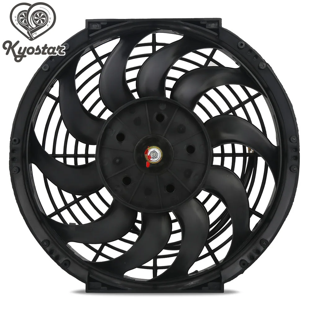 12v fan Universal Slim Pull Push Racing radiator Cooling fan 10 S-Blades Electric Engine Cooling Fan 80w 10