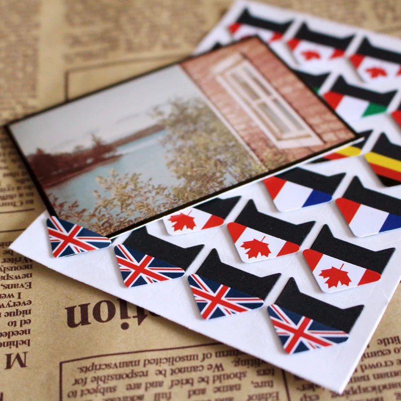 120 Pcs/Lot (5 Sheets) DIY Floral Print Flag Multicolor Corner Paper Stickers For Photo Albums Frame Decoration Scrapbooking