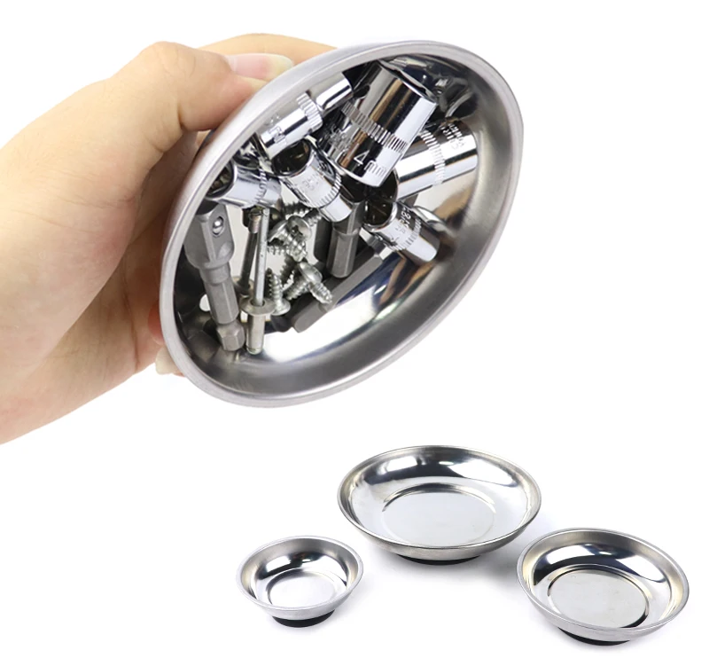 3 "/4"/6 "Magnetische Tablett Kreisförmige Magnetische Teile Schüssel Schraube Ablage Edelstahl Werkzeuge Tablett für Auto Saug Pad Werkzeuge – Detail 2