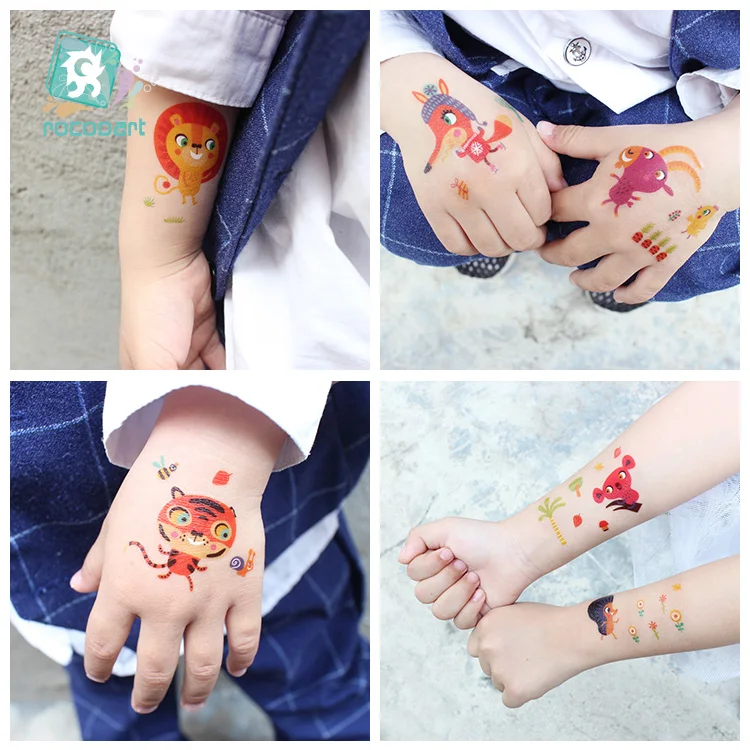 

EC Series Cartoon Christmas Series Stickers, Cute Animal Design Water Transfer Large Temporary Children Art Tattoo Stickers