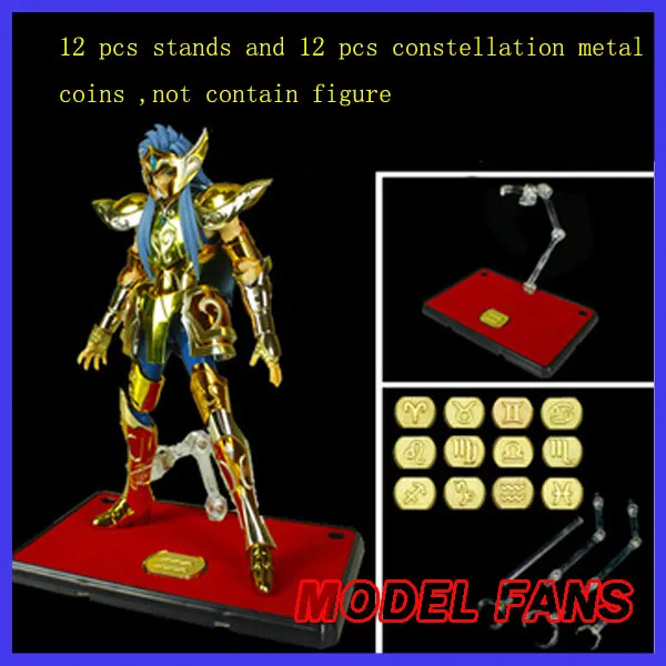 MODEL FANS 12pcs/lot gold saint seiya cloth myth action toy EX stand contain 12 pcs metal Constellation nameplates