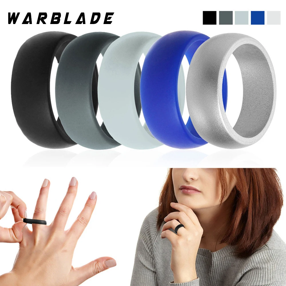 WBL 6-12 Size Hypoallergenic Crossfit Flexible 8mm Silicone Finger Ring Rubber Rings For Men Women Wedding Jewelry Gift 7pcs/set