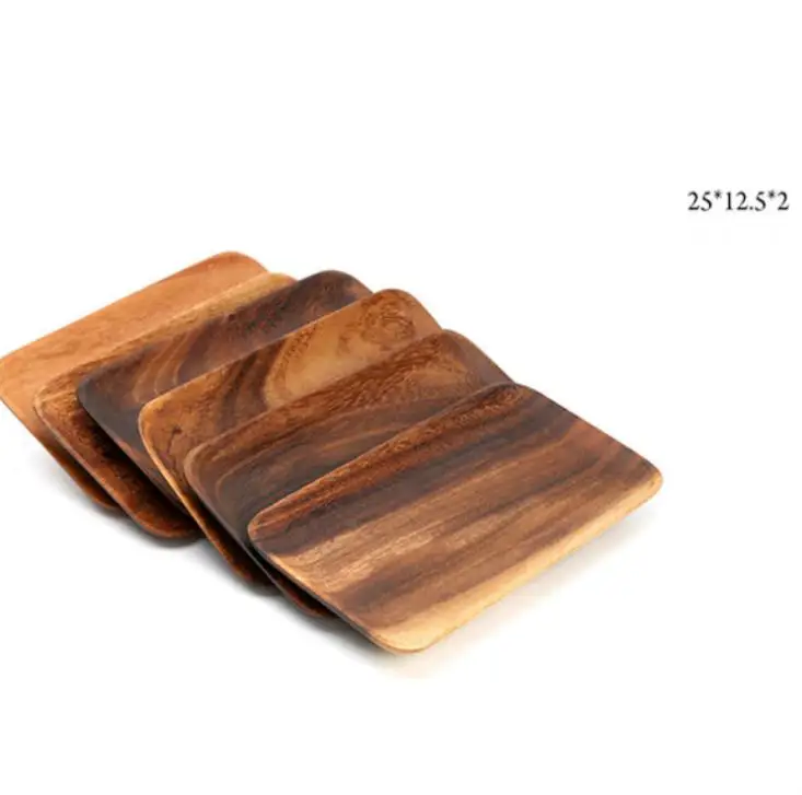 Wood Fruit Plates Rectangular Tray Dried Wood Trays Snack Candy Cake Holder Wooden Storage Dishes Kitchen Tool SN2247