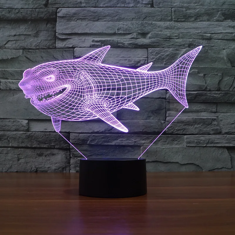 

Shark New Led Nightlight Stereo Vision Ambient led Desk Lamp Colorful Touch Switch Gift 3d Table Lamp For Bedroom