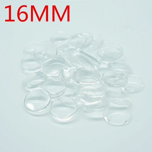 HOT 50pcs 16MM Glass  cabochon round Transparent  fittings for make 16MM DIY print snap buttons jewelry