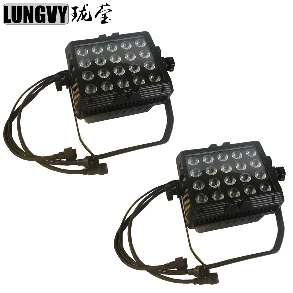 Free Shipping 2pcs/Lot 20x18w +Violet 6IN1 Building Spot Led DMX Outdoor Led Flood City Color Wall Wash Light Waterproof