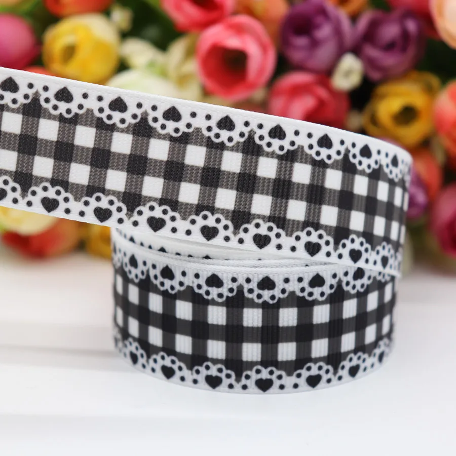 10 Yards 1" 25MM Ripsband Spitze Gittermuster bedrucktes Band für Haarschleifen DIY-Handwerk handgefertigte Accessoires M19050801 – Detail 8
