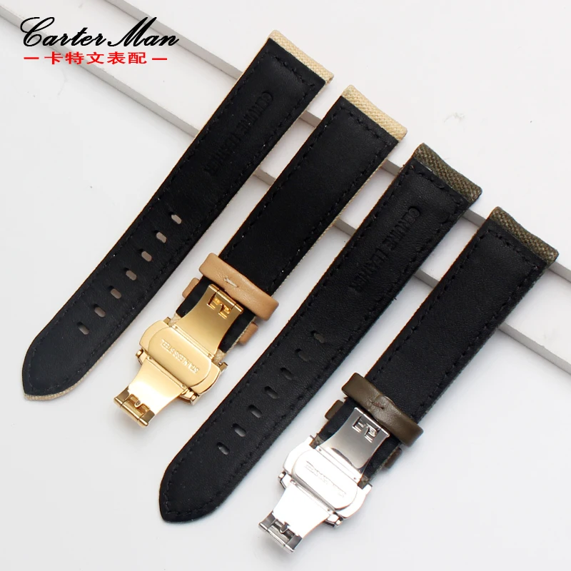 canvas watchband for Timex SEIKO jeep 20mm 22mm 24mm black  khaki army green nylon strap with folding buckle wristband  bracelet