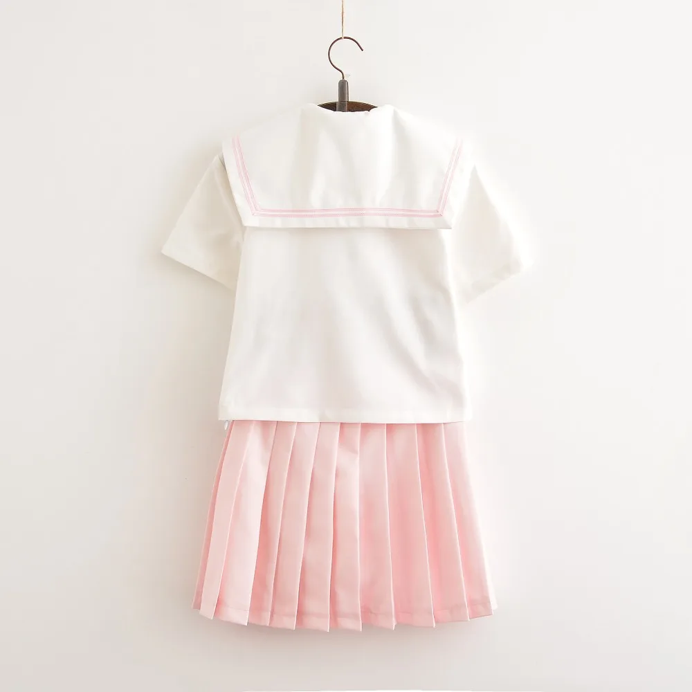 Sakura School Dress Lolita Summer Pink skirt JK Japanese School Uniforms Top+Skirt+Tie Teen Girls Anime Cosplay Sailor Suits