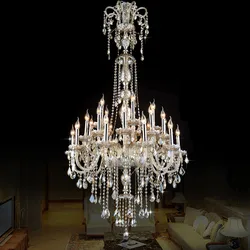 European Style Crystal Lamp Modern Living Room Simple Candle Light Large Complex Villa Project Staircase Chandelier 12/18 Arms
