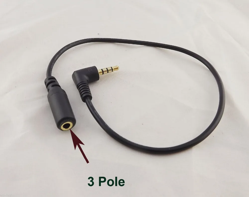 

10pcs 3.5mm Stereo Audio 4 Pole Angled Male To 3 Pole Female Extension AUX DC Cable 30cm