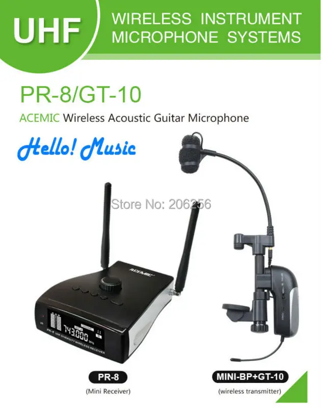 Hot  ACEMIC PR-8/GT-10 Professional stage true diversity wireless guitar micorphone system use for Acoustic guitar