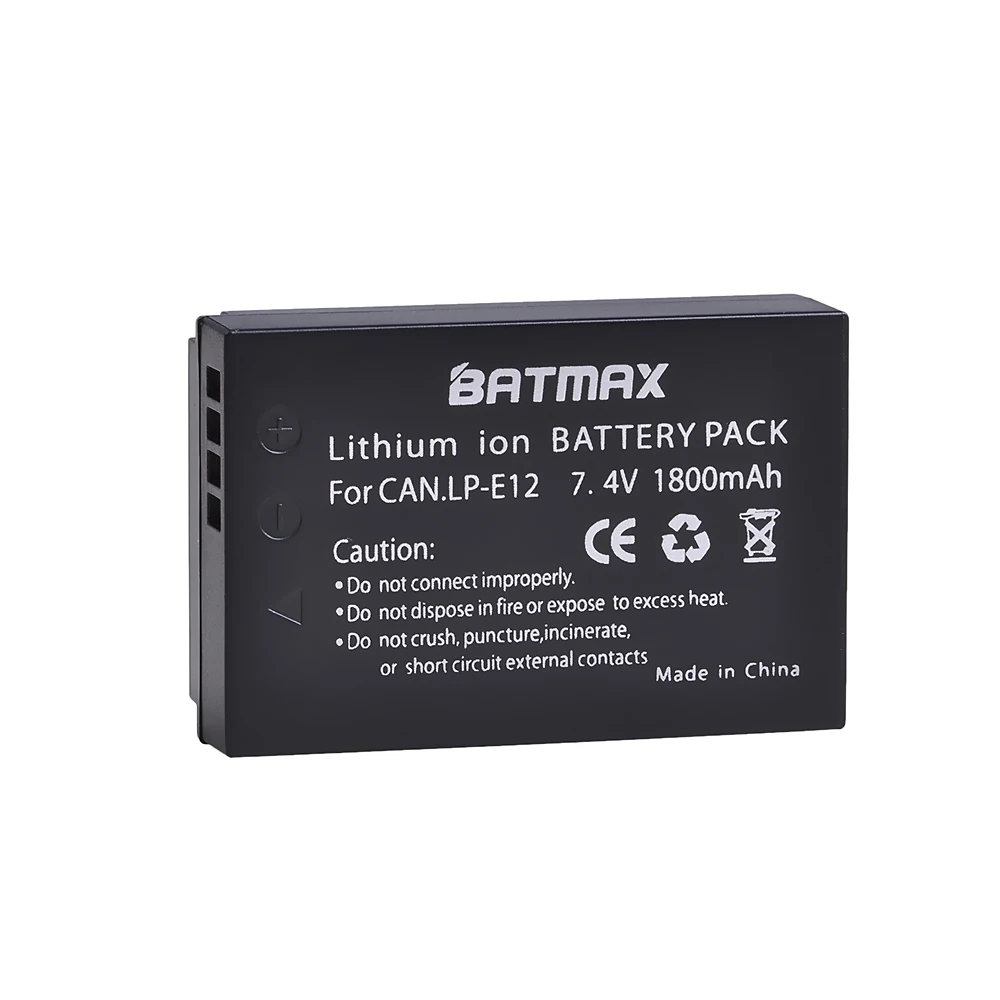 Batmax 1800mAh LP-E12 LPE12 LP E12 bateria + LED ładowarka z podwójnym portem USB do Canon EOS 100D pocałunek X7 Rebel SL1 EOS M10 lustrzanki cyfrowe