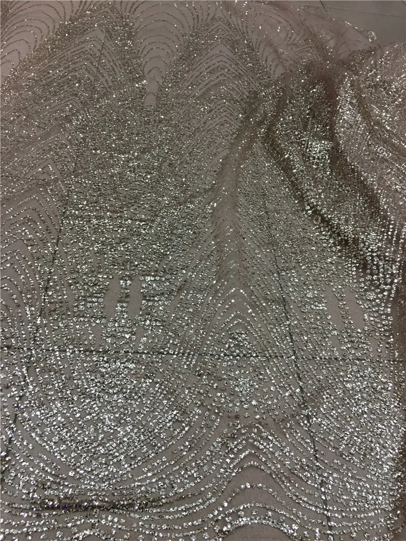 

sparkly rose gold H-1947 glued glitter african Tulle lace for party dress glitter lace fabric for wedding decoration