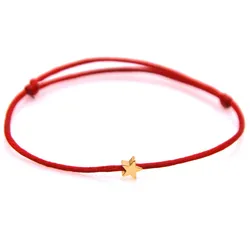 Lucky Silver-plated Golden Star Red String Bracelet For Women Men Kids Adjustable Rope Braided Bracelet Mom Daughter Couple Male