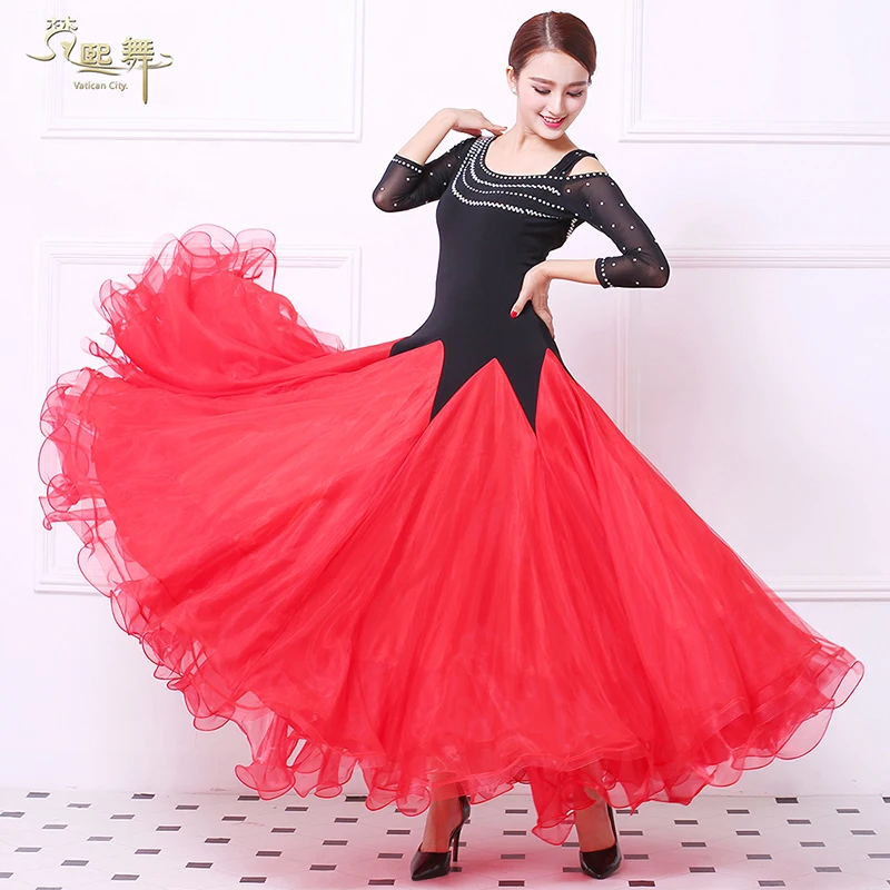 Lady Aangepaste Ballroom Dans Jurk Meisjes Dansen Concurrentie Jurk Vrouwen Tango Flamenco Wals Cliënteel Aanpassen Pak D-0376