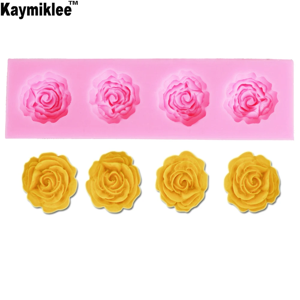 M2019 Roses Flower Silicone Cake Mold Non-Stick Fondant Sugar Jelly Jello Ice 3D Resin Moulds