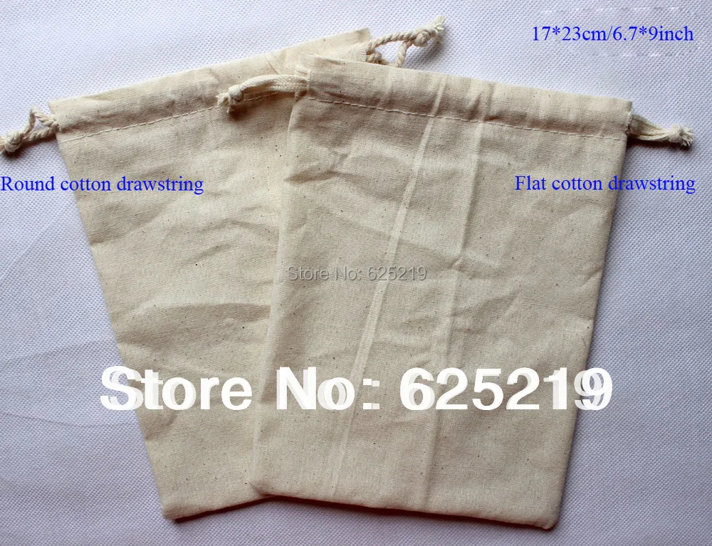 

140g/m2 cotton fabric (50pcs/lot) 17*23cm/6.7*9inch 100% cotton organic natural drawstring cotton bag