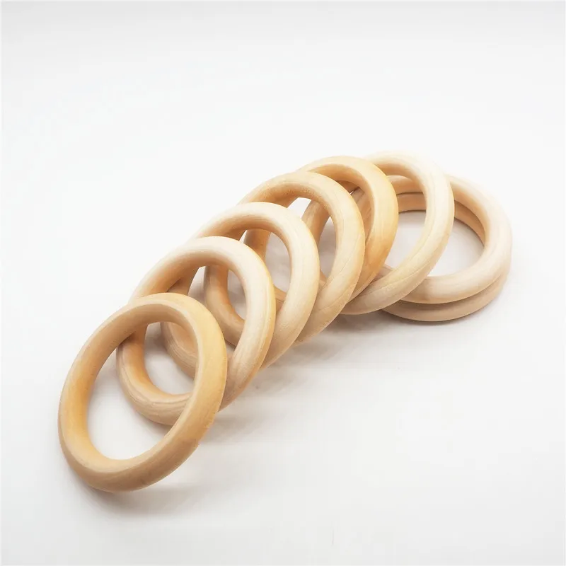 

Chenkai 50pcs 70mm 2.75'' baby Wooden Teether Ring Nature Wooden Teething infant shower pacifier dummy chewing sensory 7cm toy