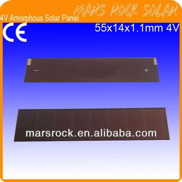 4V 55x14x1.1mm Amorphous Silicon Thin Film Solar Photovoltaic Module PV cells apply for Toys,Calculator,Mini solar panel, Lamps.