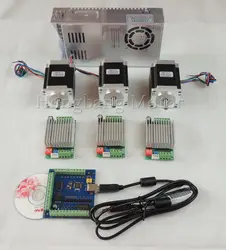 mach3 CNC USB 3 Axis Kit, 3pcs TB6600 driver+ USB stepper motor controller card 100KHz + 3pcs nema23 270oz-in motor+power supply