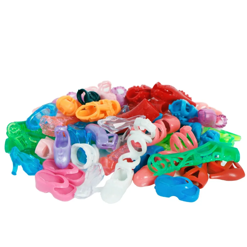 عشوائي 12 Pairs دمية الأحذية متنوعة الأزياء الملونة مزيج نمط الصنادل عالية الكعب اكسسوارات الملابس ل 11.5 ''دمية ألعاب الأطفال