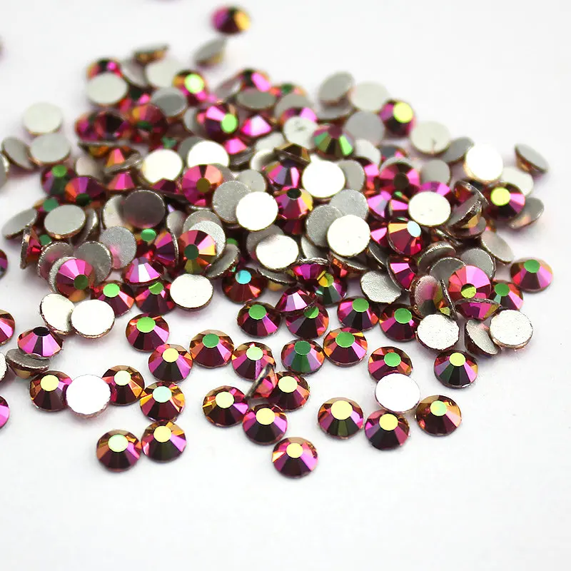 Rainbow AB SS4-SS30 3D Nails Art Tips Glass Rhinestone Flatback DIY Nail Deco Beads not hotfix use glue Wedding deco