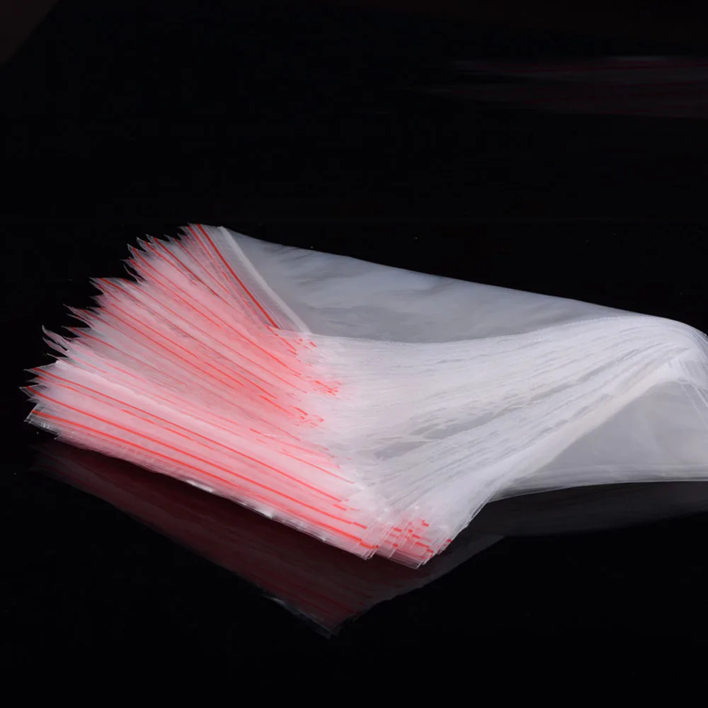 100 Pcs/Pack Small Zip Lock Plastic Bags Reclosable Transparent Bag Shoe Bag Vacuum Storage Bag Poly Clear Bags Thickness 0.05mm