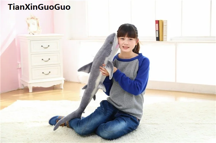 

large 100cm gray shark plush toy soft doll throw pillow birthday gift h2034