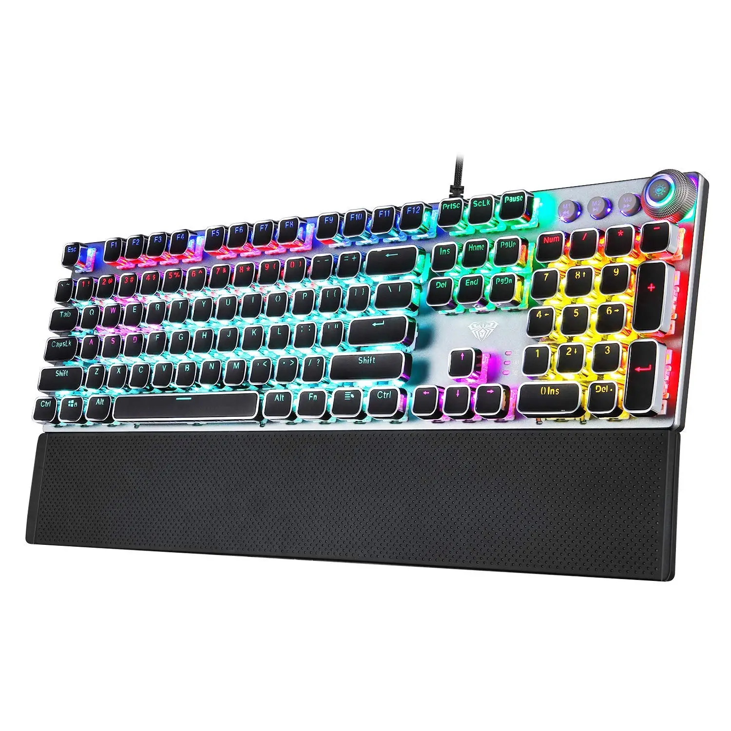 

Steampunk Real Mechanical Keyboard Gaming RGB Backlit Anti-Ghosting Macro Keys Convenient Rotary Button For Desktop Laptop