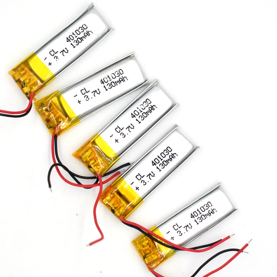 5PCS 3.7V 130 mAh 401030 Li-Polymer Rechargeable Battery Li Po ion for GPS Bluetooth MP3 MP4 041030