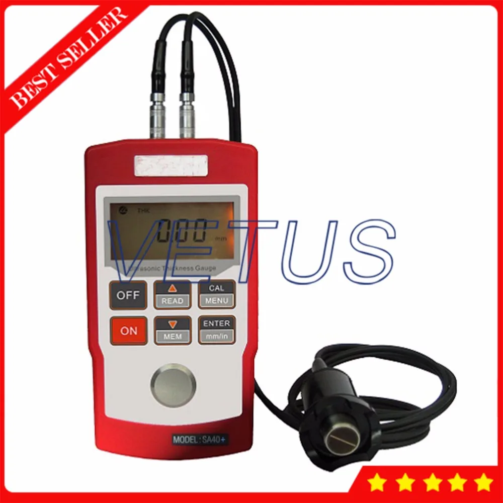 SA40+ 4 Digital LCD Backlight Display Through Coating Ultrasonic Thickness Gauge Tester with Metal Width Measuring Instrument