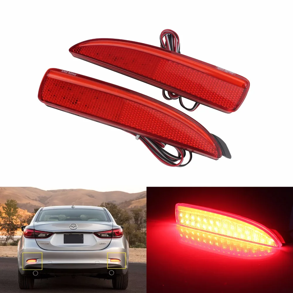 

ANGRONG 2 pcs LED Rear Bumper Reflector Brake Stop Light For Mazda 6 Atenza GJ 2013-up (CA240)