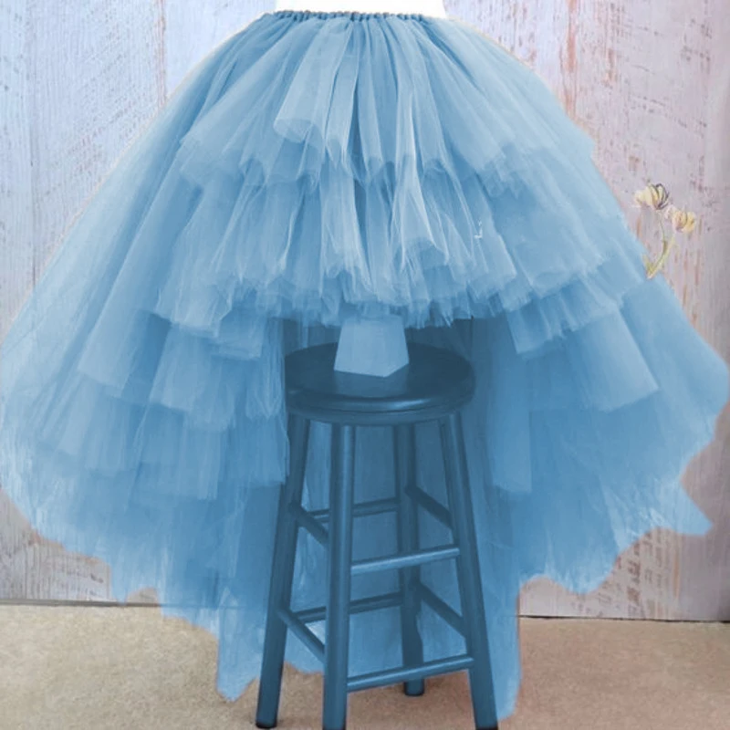 Asymmetrical High Low Tiered Puffy Tulle Skirts For Women Special Designed Floor Length Long Women Skirt Tutu 2017 Custom Made