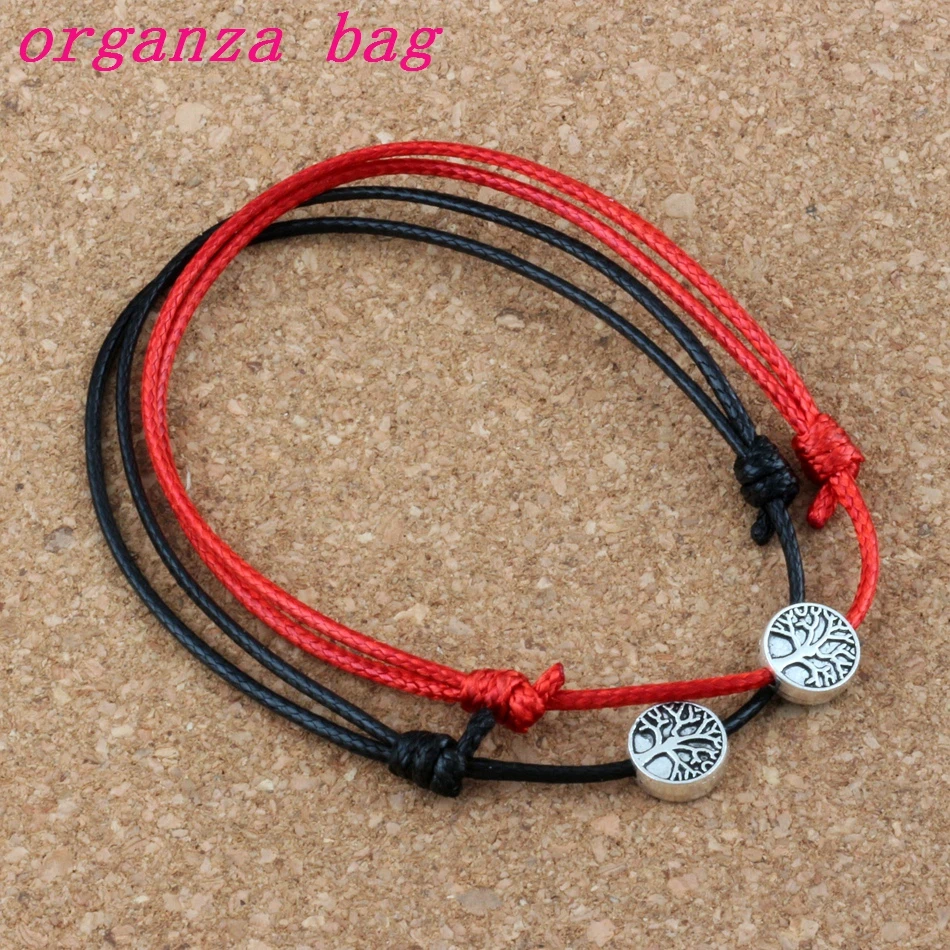 20Pcs Tree OF Life Alloy Beads Adjustable Kabbalah Korea Waxed Cotton Cord Bracelets 