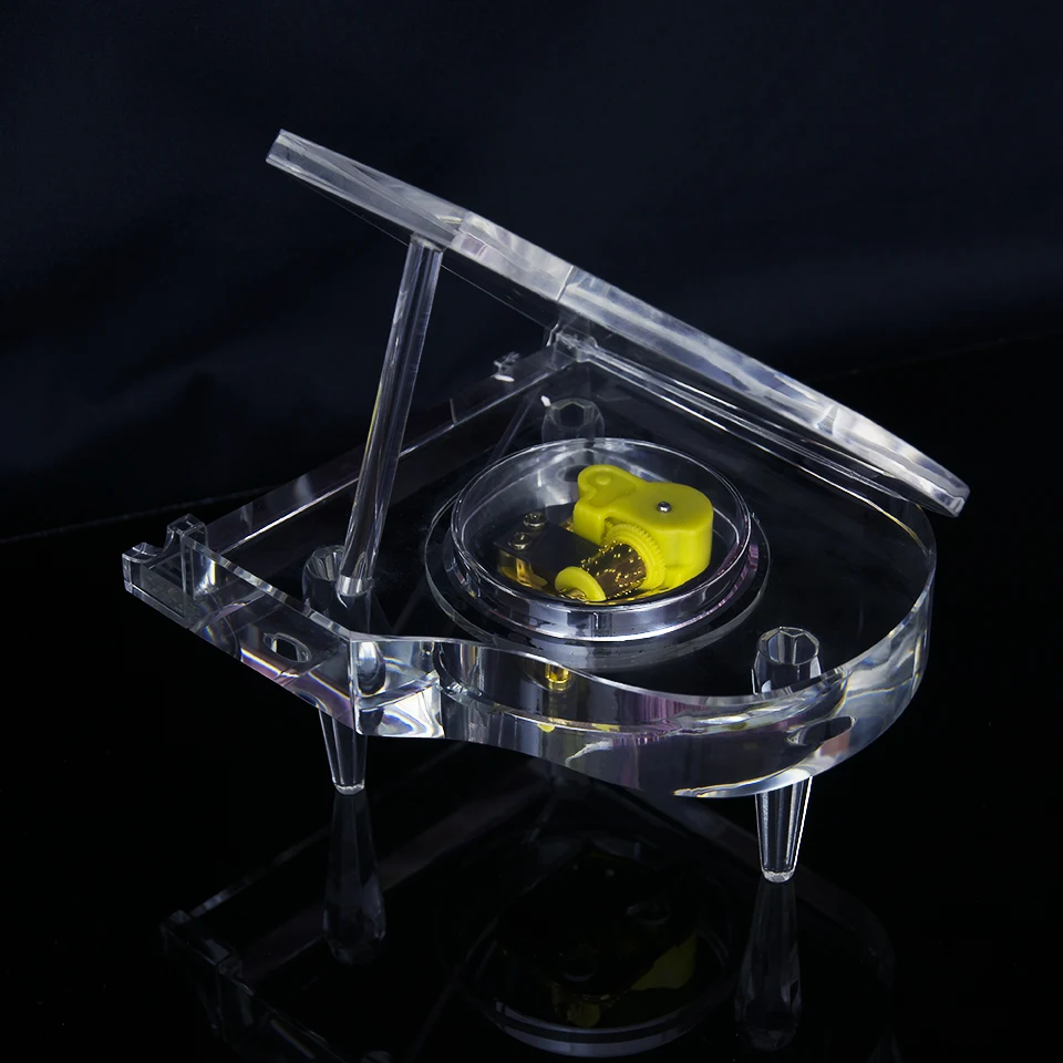 Music Box 130mm/170mm Clear Miniature K9 Crystal Piano Crafts Children Creative Toys for Kids Adults Best Gift