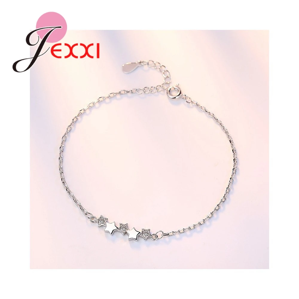 Cute ren Beautiful Star Charm Bracelet For Girls  Hand Chain 925 Silver Needle Best Friend Women's Beach Bracelets