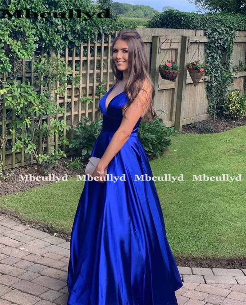 Mbcullyd Royal Blue Prom Dresses Long 2023 Elegant Ruffled A-line Formal Evening Dress Party For Women Cheap vestidos de fiesta