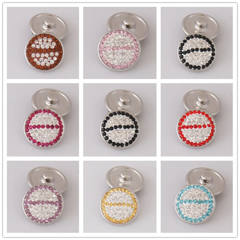 Hot Round stop sign 18MM Rhinestone&clay manual snap buttons Shambala snap buttons fit DIY 18mm snap jewelry wholesale