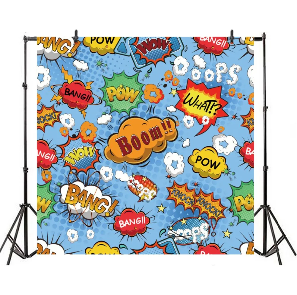 Laeacco Photoฉากหลังงานปาร์ตี้Superhero Birthday Partyเด็กการ์ตูนที่กำหนดเองรูปแบบภาพพื้นหลังPhotocall Photo Studio