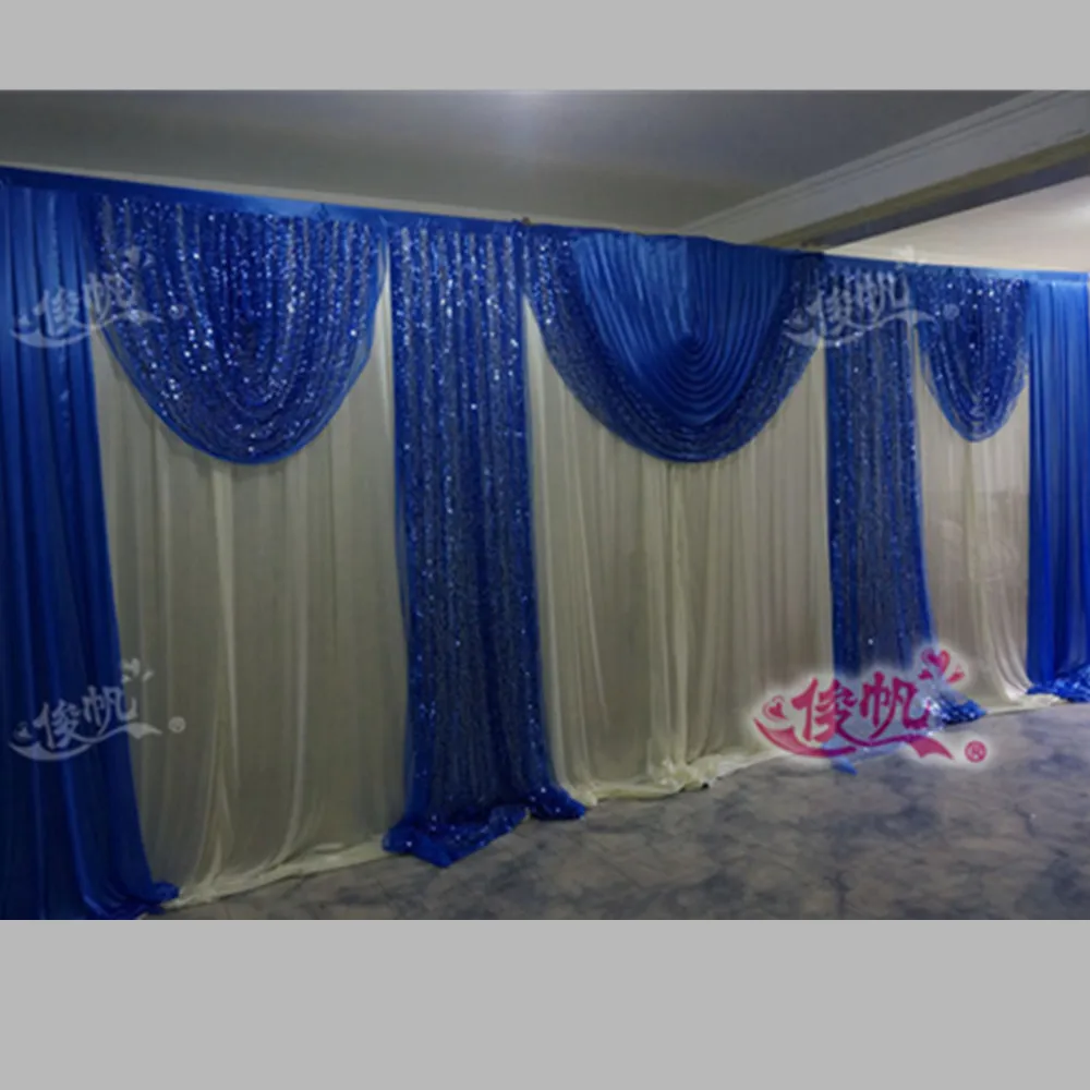 

Customzied Size Royal Blue Wedding Backdrop Curtain Sequins Swag Stage Background Curtain Party Wedding Decorations Free DHL