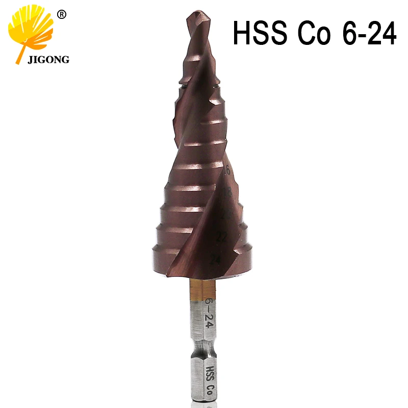 HSS Co M35 Spiral Grooved Center Drill Bit Pagoda Shape Hole Cutter 6-24mm Carbide Titanium Step Cone Drill Bit