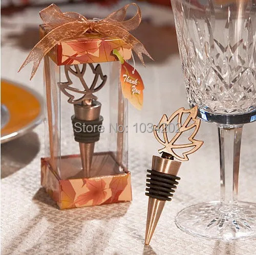 wedding favor gift and giveaways for guest -- Fall in Love Wine Maple leaves Bottle Stopper party Souvenir 100pcs/lot